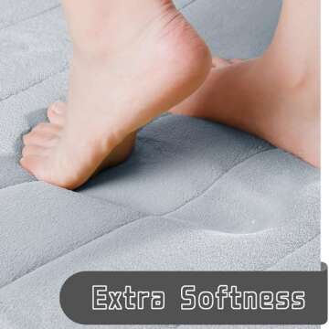 Yimobra Memory Foam Bath Mat Set, 2 Pieces Soft Bathroom Rugs,17x24 and 24x20.4 U-Shaped for Bathroom Rugs, Toilet Mats, Water Absorption, Non Slip, Thick, Dry Fast for Bathroom Floor Mats, Silver