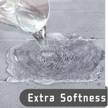 Yimobra Memory Foam Bath Mat Set, 2 Pieces Soft Bathroom Rugs,17x24 and 24x20.4 U-Shaped for Bathroom Rugs, Toilet Mats, Water Absorption, Non Slip, Thick, Dry Fast for Bathroom Floor Mats, Silver