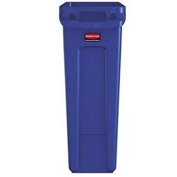 Rubbermaid Commercial Products Slim Jim Plastic Rectangular Recycling Bin/Trash Can with Venting Cha...