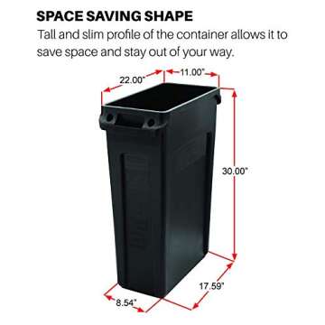 Rubbermaid Commercial Products Slim Jim Plastic Rectangular Recycling Bin/Trash Can with Venting Channels, 23 Gal, Blue, for Kitchens/Classrooms/Offices/Back of House