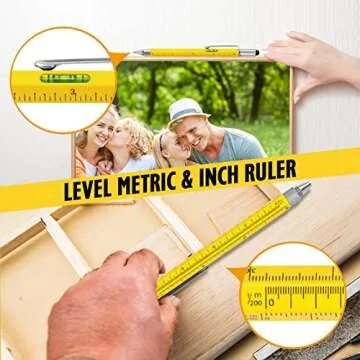 Cool Pen Gifts for Men, 6-in-1 Multi Tool Tech Pen Gadgets Tools for Men, Personalized Gifts for Dad or Him, Funny Gift for Christmas, Father's Day Valentines or Birthdays Gifts (Yellow)