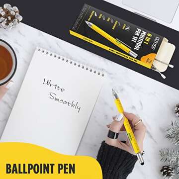 Cool Pen Gifts for Men, 6-in-1 Multi Tool Tech Pen Gadgets Tools for Men, Personalized Gifts for Dad or Him, Funny Gift for Christmas, Father's Day Valentines or Birthdays Gifts (Yellow)