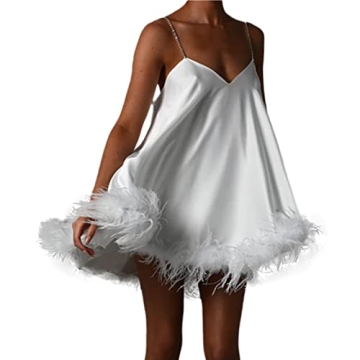 KMBANGI Sexy Feather Hem Sleeveless Midi Dress