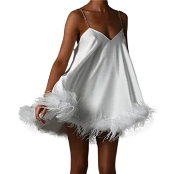 KMBANGI Sexy Feather Hem Sleeveless Midi Dress