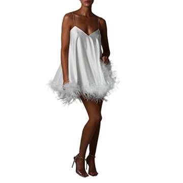 KMBANGI Sexy Feather Hem Sleeveless Midi Dress