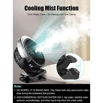 FRIZCOL Clip on Fan with Misting for All Activities