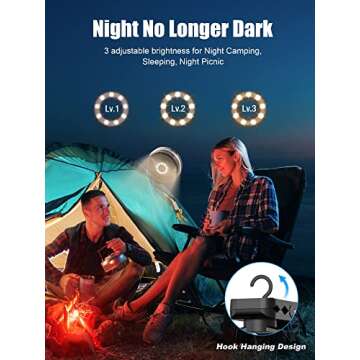 FRIZCOL Clip on Fan with Misting - 6000mAh Portable Fan with Light & Hook - Rechargeable Fan Battery Powered Up to 40 Hours Cooling & 2h Misting for Travel, Office, Desk