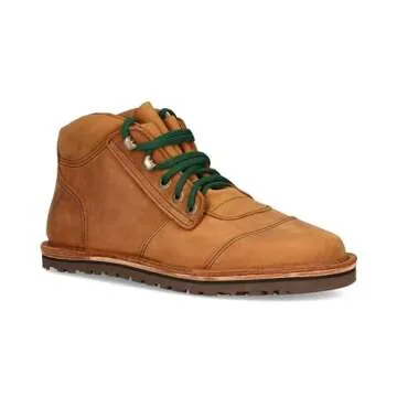 JIM GREEN Men's African Ranger Barefoot Boots Lace-Up Water Resistant Full Grain Leather Work or Hiking Boot (Fudge, 7)