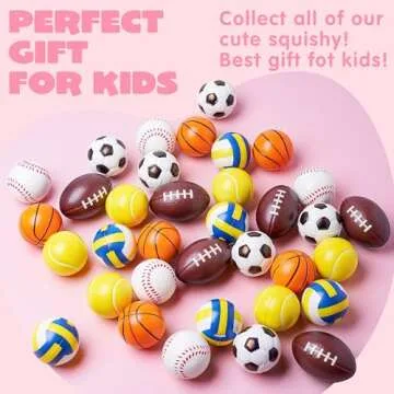 JOYIN 36 Pcs Valentines Day Sport Stress Balls with Valentine Gift Card, Mini Sports Ball Squeeze Foam for Classroom Exchange Gift for Kids, Holiday Party Favor Toys, Anxiety Relief Reward Prizes