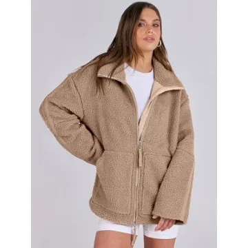ANRABESS Women's Fleece Jacket - Soft Sherpa Winter Coat