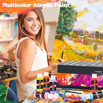 Caliart Acrylic Paint Set 52 Colors for Artists Kids
