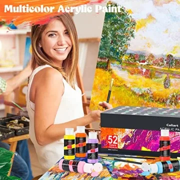 Caliart Acrylic Paint Set 52 Colors for Artists Kids