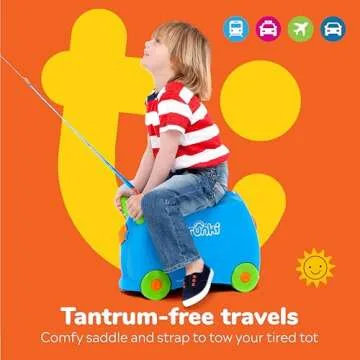 Trunki Ride-On Kids Suitcase | Tow-Along Toddler Luggage | Carry-On Cute Bag with Wheels | Kids Luggage and Airplane Travel Essentials: Terrance Boy Blue
