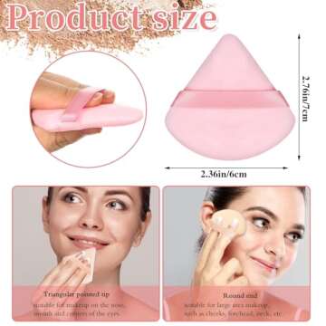 Pimoys 6 Pieces Pink Powder Puff Face Soft Triangle for Loose Powder, Velour Makeup Sponge Set Setti...