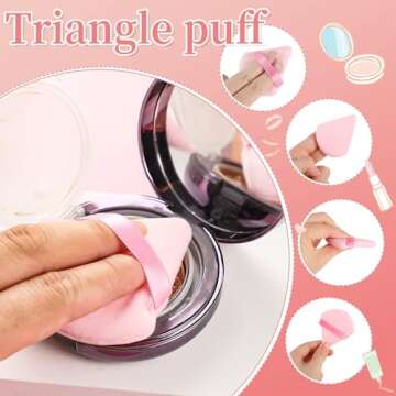 Pimoys 6 Pieces Pink Powder Puff Face Soft Triangle for Loose Powder, Velour Makeup Sponge Set Setting Powder Puff Beauty Makeup Tools