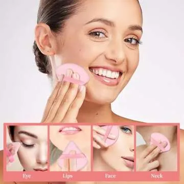 Pimoys 6 Piece Pink Powder Puff for Flawless Makeup Application