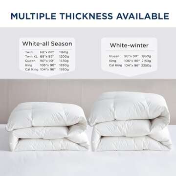 Bedsure Feather Down Comforter King Size - All Season Down Duvet Insert King, Luxurious Hotel Bedding, Feather Down Comforter, Noiseless Down Duvet with 8 Tabs (106"x90", White)