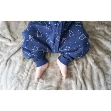Woolino 4 Season Baby Footed Sleep Bag Sack, Australian Merino Wool and Organic Cotton, Toddler Sleeping Bag, 18-36mo, NightSky
