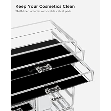 HBlife Acrylic Clear Dustproof Makeup Storage Organizer Drawers Large Skin Care Cosmetic Display Cases for Bathroom Stackable Storage Box with 11 Drawers for Vanity (Clear)