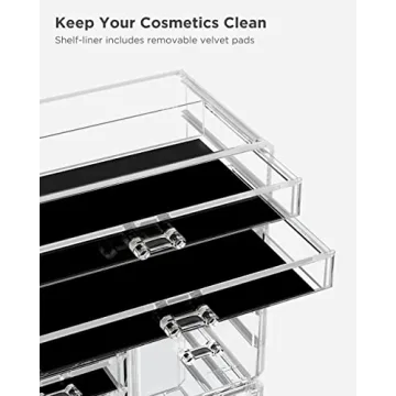 HBlife Acrylic Clear Dustproof Makeup Storage Organizer Drawers Large Skin Care Cosmetic Display Cases for Bathroom Stackable Storage Box with 11 Drawers for Vanity (Clear)