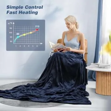 CURECURE Heated Electric Blanket Twin Size 62" x 84" Flannel Heated Blanket with 6 Heating Levels & 10 Hours Auto Off, Comfort Warm Blanket for Home Office Use, Machine Washable