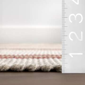 Rugs USA X Frenshe Interiors Hand-Tufted Wool Area Rug 8x10 - Ivory Striped Design