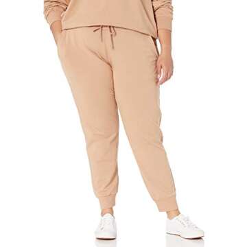 The Drop Women's Grace Supersoft Stretch Rib Cuff Jogger, Praline, L
