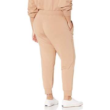 The Drop Women's Grace Supersoft Stretch Rib Cuff Jogger, Praline, L