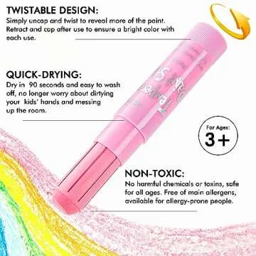 Shuttle Art Tempera Paint Sticks, 20 Pastel Colors, Solid Tempera Paint for Kids, Super Quick Drying, Works Great on Paper Wood Glass Ceramic Canvas