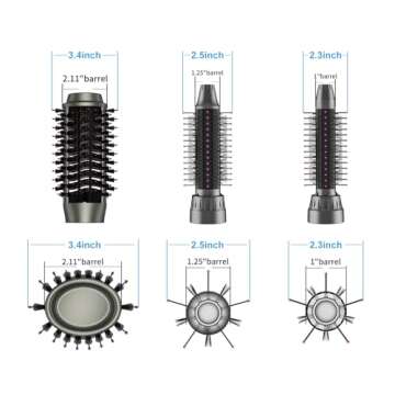 Hair Blow Dryer Brush, Salon Styler, Hot Air Hair Dryer and Volumizer Kit with Three Interchangeable...