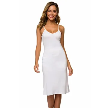 LB LIFEBEST Women's Full Slips Cami Long Spaghetti Strap Under Dress White