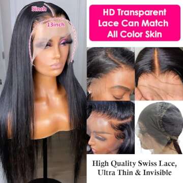 Subella 12A HD Lace Front Wigs Human Hair Pre Plucked Hairline with Baby Hair 180 Density 13x5 Brazi...
