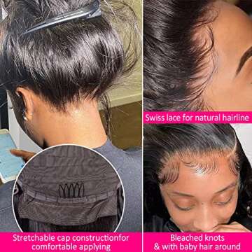 Subella 12A HD Lace Front Wigs Human Hair Pre Plucked Hairline with Baby Hair 180 Density 13x5 Brazilian Straight Human Hair Wigs for Black Women Natural Black Color (14inch)