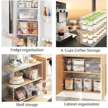 Mano Stackable Fridge Drawers Pull Out Bins with Handle Clear Refrigerator Drawers Organizer Food Storage Container Box with Dividers Plastic Produce Saver for Pantry, Cabinet, Kitchen, Clothes（7Pack）