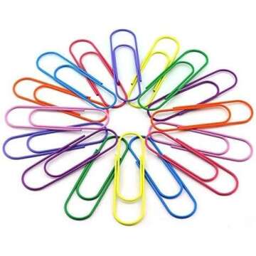 40-Pack 4 Inches Mega Large Paper Clips - 8 Colors Per Color 5pcs 100mm Cute Paper Needle Multicolor Bookmark,Office Supply Accessories (8 Colors/40pcs)