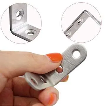 Corner Braces, ZKSM 40mmx40mm Stainless Steel Bracket Right Angle L Shaped Joint Brace Fastener with Screws, 10 Packs