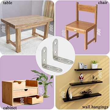 Corner Braces, ZKSM 40mmx40mm Stainless Steel Bracket Right Angle L Shaped Joint Brace Fastener with Screws, 10 Packs