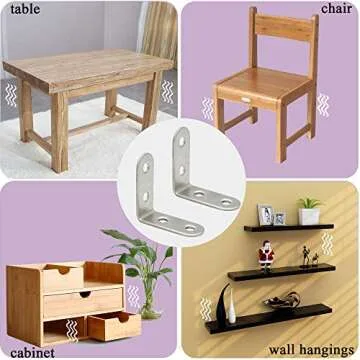 Corner Braces, ZKSM 40mmx40mm Stainless Steel Bracket Right Angle L Shaped Joint Brace Fastener with Screws, 10 Packs