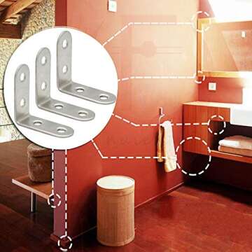 Corner Braces, ZKSM 40mmx40mm Stainless Steel Bracket Right Angle L Shaped Joint Brace Fastener with Screws, 10 Packs