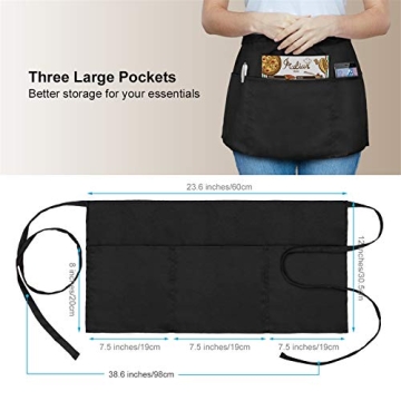 Durable Waist Apron 3 Pockets - Water Resistant, 2 Pack