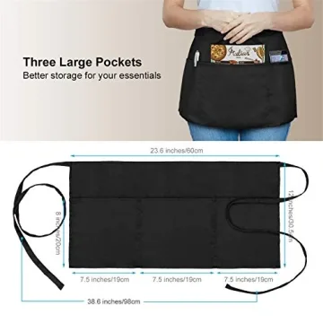 Durable Waist Apron 3 Pockets - Water Resistant, 2 Pack