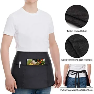 Durable Waist Apron 3 Pockets - Water Resistant, 2 Pack