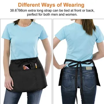Durable Waist Apron 3 Pockets - Water Resistant, 2 Pack
