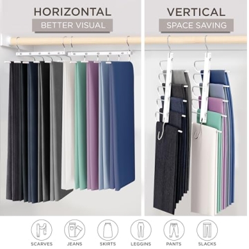 MORALVE Space Saving Wood Pants Hangers for Closet Organization