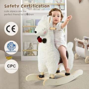 Labebe Plush Llama Rocking Horse for Kids 1-3 Years Old