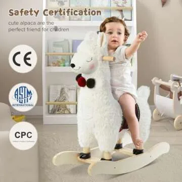 Labebe Plush Llama Rocking Horse for Kids 1-3 Years Old