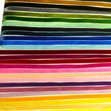 Chenkou Craft 30 Yards 3/8" Velvet Ribbon Total 30 Colors Assorted Lots Bulk (Multicolored, 3/8"(10mm))