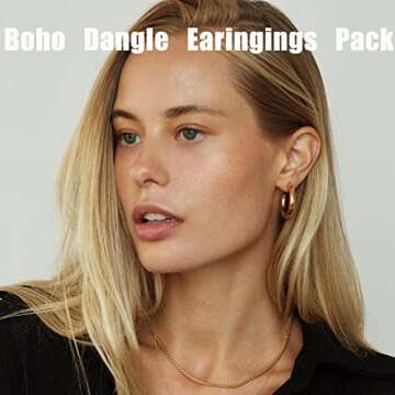 30 Pairs Gold Earrings Set for Women, Fashion Pearl Chain Link Stud Drop Dangle Earrings Multipack H...