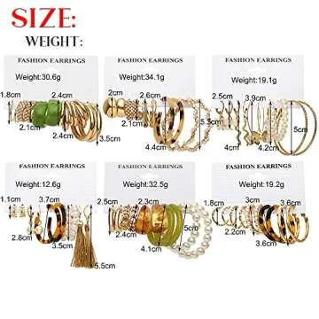 30 Pairs Gold Earrings Set for Women, Fashion Pearl Chain Link Stud Drop Dangle Earrings Multipack Hoop Earring Packs, Hypoallergenic Earrings for Birthday Party Jewelry