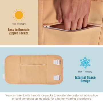 JOHALXER 6PCS Castor Oil Pack Wrap,Castor Oil Pack Kits for Liver Detox,Breast,Neck, Reusable Adjustable Elastic,Storage Cloth Bag,Christmas Gifts